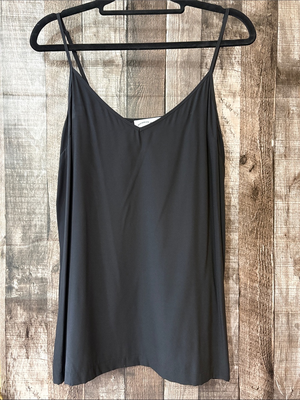 By Chance Stretch Silk Black V-Neck Camisole Tank - S